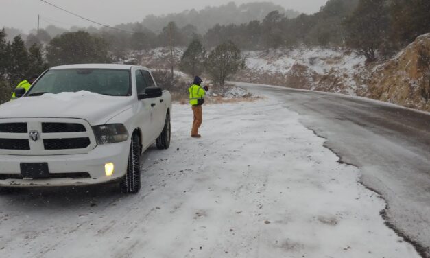 Nieve en 10 municipios del estado por paso de la Octava Tormenta Invernal