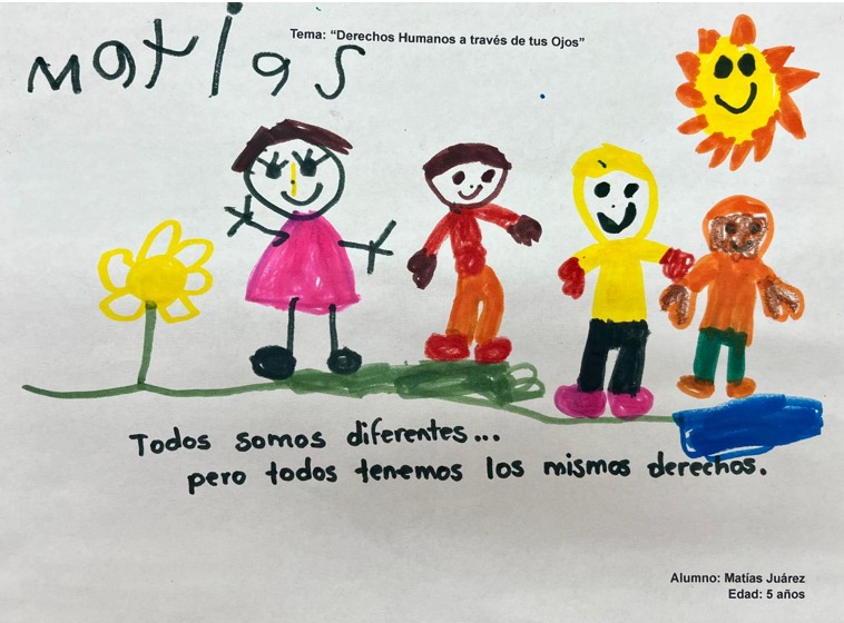 Felicita alcalde a niños ganadores de concurso de dibujo por los derechos humanos