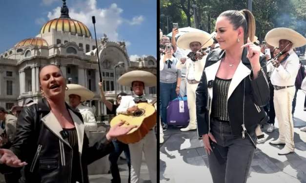 María José se echa un ‘palomazo’ en la explanada de Bellas Artes en la CDMX