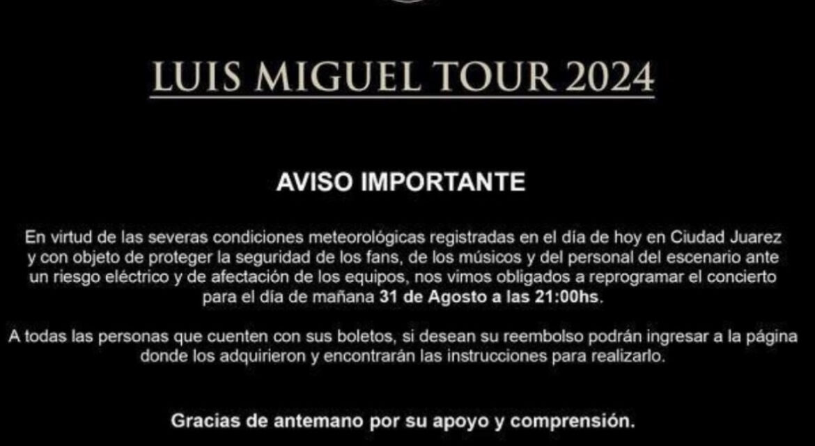 Por lluvias se cancela Juangabrielísimo y Sport Fest y se pospone para mañana Luis Miguel 