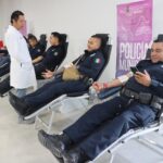 Participan agentes de la SSPM en campaña de donación de sangre