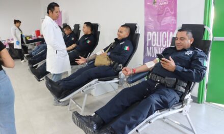 Participan agentes de la SSPM en campaña de donación de sangre