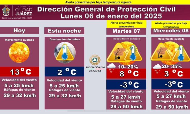 Pronostican bajas temperaturas para los próximos días