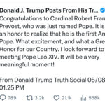 Donald Trump felicita al nuevo Papa León XIV, el primer Pontífice estadounidense