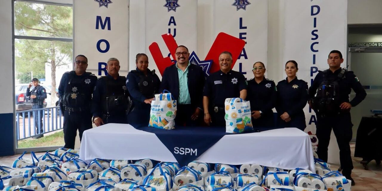 Reconoce CANACO labor de la Policía Municipal con entrega de despensas