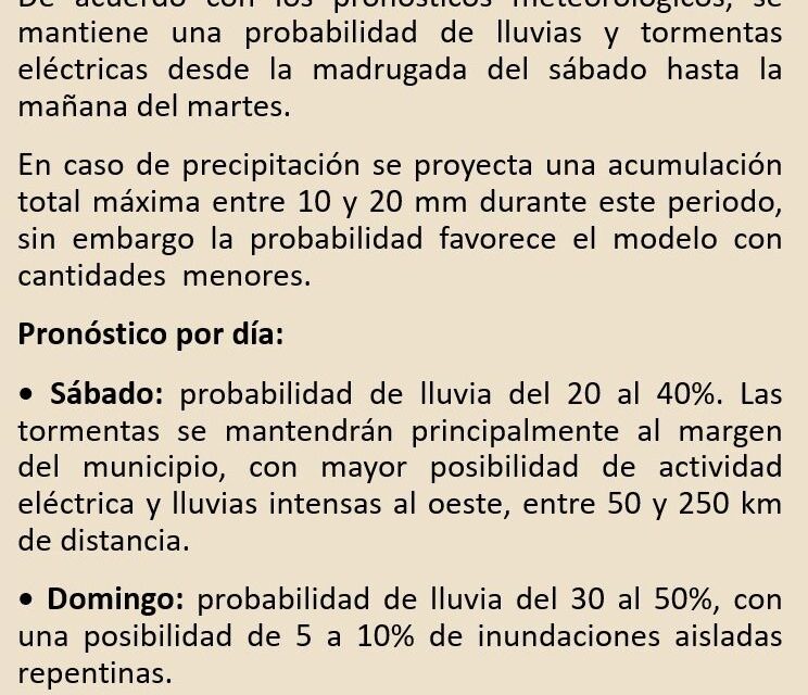 Emite Protección Civil advertencia preventiva por vigilancia de tormentas en Ciudad Juárez