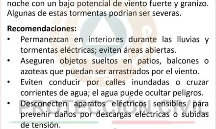 Emite Protección Civil Alerta Preventiva por presencia de tormentas