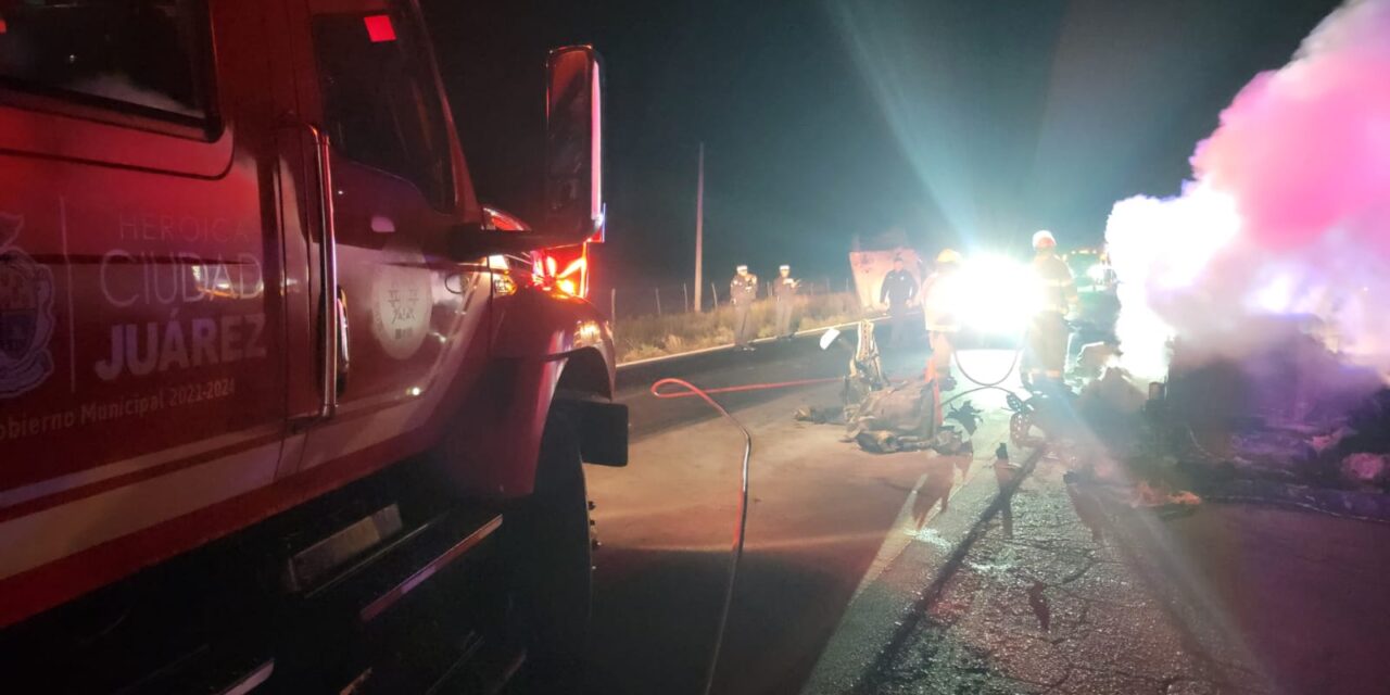 Tragedia en la carretera: se incendia tractocamión rumbo a Juárez y muere el conductor