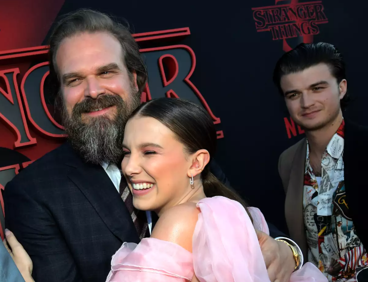 Fuertes rumores de que Millie Bobby Brown acusa a David Harbour, de acosarla y hostigarla en el set de la exitosa serie “Stranger Things”.
