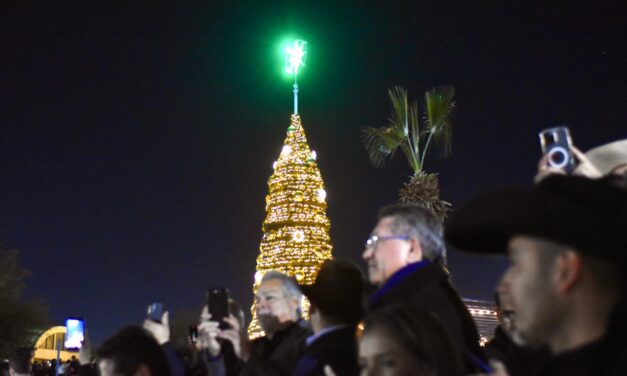 Juarenses celebran el encendido del Árbol de Navidad en el Parque Central
