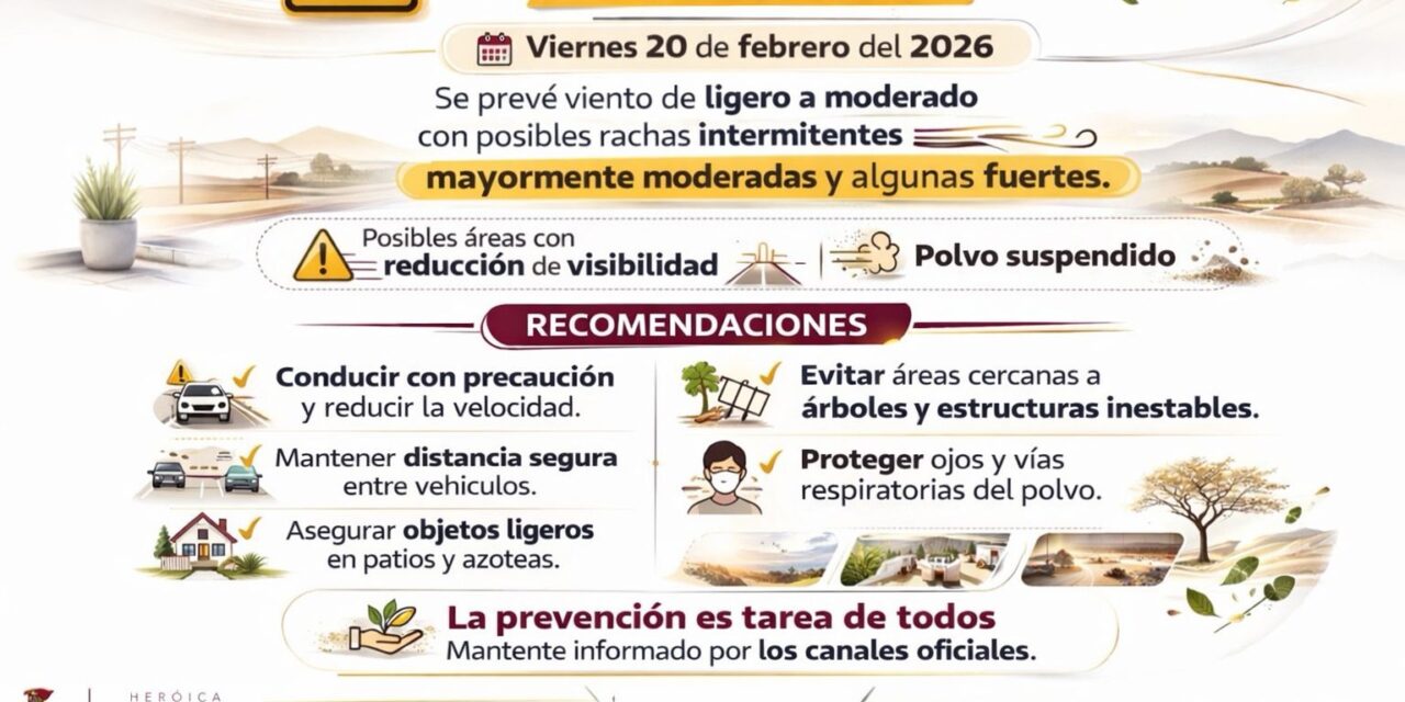 Vigente advertencia preventiva por viento en Ciudad Juárez