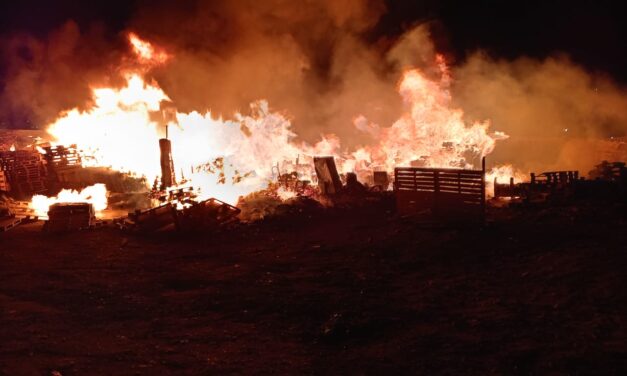Incendio en predio con tarimas moviliza a bomberos en la colonia Granjas Polo Gamboa