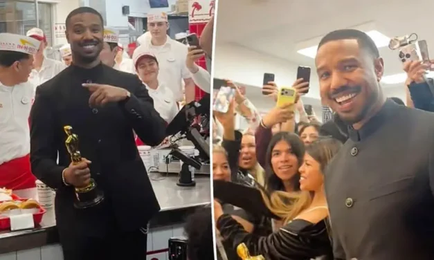 Michael B. Jordan celebra su primer Oscar en In-N-Out Burger tras ganar como Mejor Actor por “Sinners”