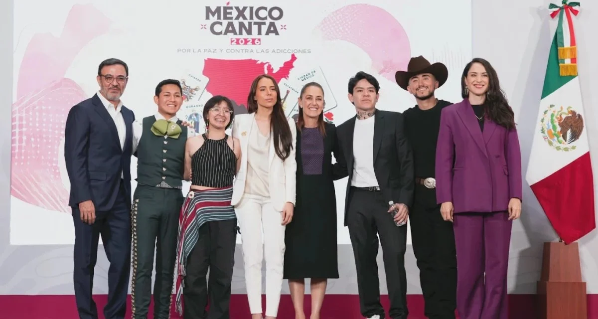 Sheinbaum junto a Majo Aguilar y Junior H, lanzan la segunda edición de “México Canta”