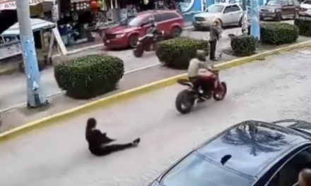 ¡MOTO-SIMIO HACE “CABALLITO”, TIRA A SU ESPOSA Y A SU BEBÉ