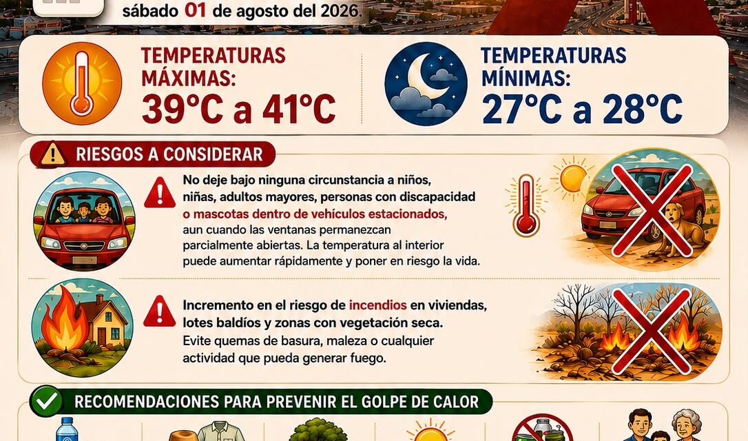 Protección Civil emite alerta preventiva por altas temperaturas para Ciudad Juárez