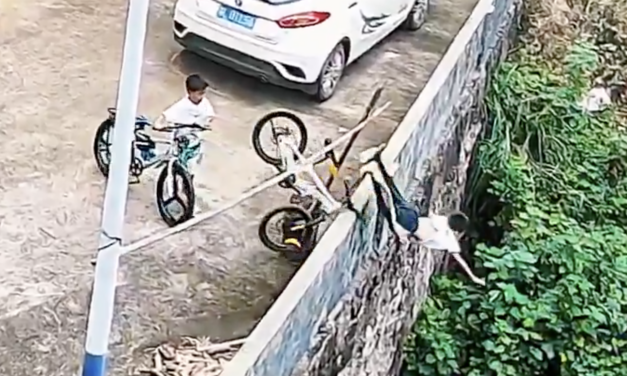 (VIDEO) ¡Sin frenos y directo al vacío! Niño cae a una hondonada… y vivió para contarlo