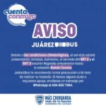 Lluvias provocan retrasos y modificaciones en rutas del JuárezBus